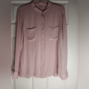 Rebecca Minkoff M 100% SILK Longsleeves Pockets Buttons Up Women's Shirt Blouse.